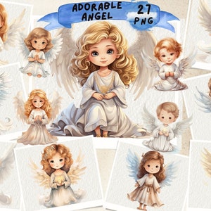 Adorable Angel Clipart, , Cute Girls Clipart, Fantasy illustration, Angel Baby Clipart, Holidays, Junk Journal Paper, Printable Digital File