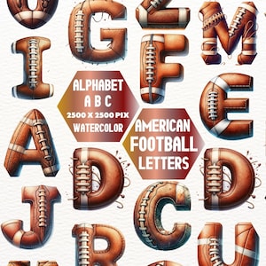 Alfabeto de fútbol americano y imágenes prediseñadas de números, tipografía de touchdown, alfabeto patriótico de fútbol americano, cartas deportivas, diario basura