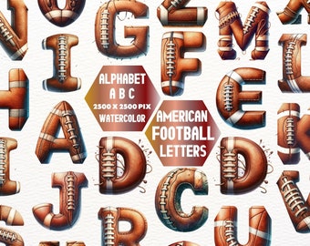 American Football Alphabet Clipart: Sports Letters, Numbers (PNG)