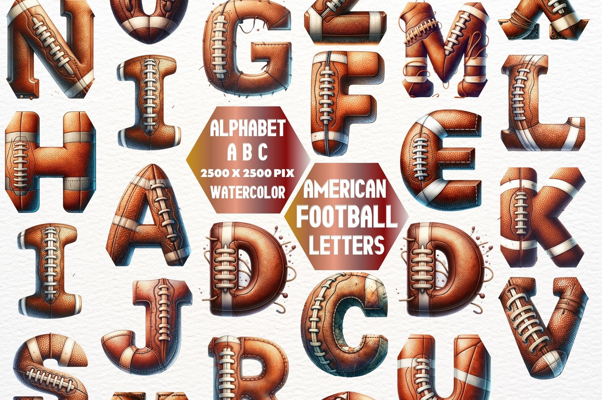 American Football Alphabet & Numbers Clipart, Touchdown Typography ...