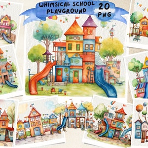 Watercolor Playground Clipart: School Park PNG (Instant Download)