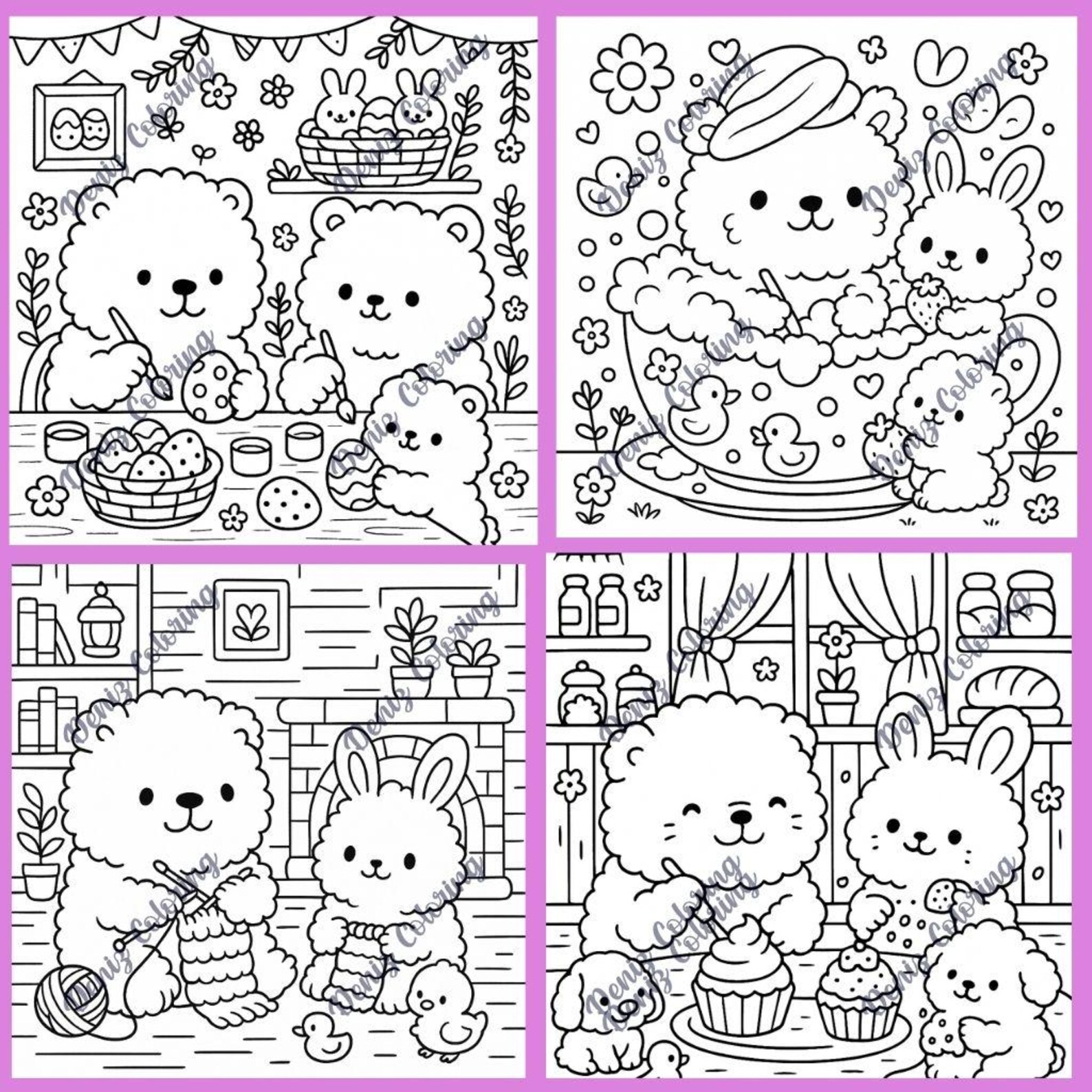 Capybara and Friends Coloring Book for Kids and Adults – Cute Animal ...