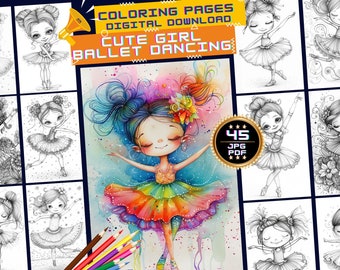 Cute Girls Ballerina Coloring Pages, Kids Girls and Adults, Ballerina, Grayscale Pretty Lady Coloring, Ballerina Girl Beauty Coloring Pages