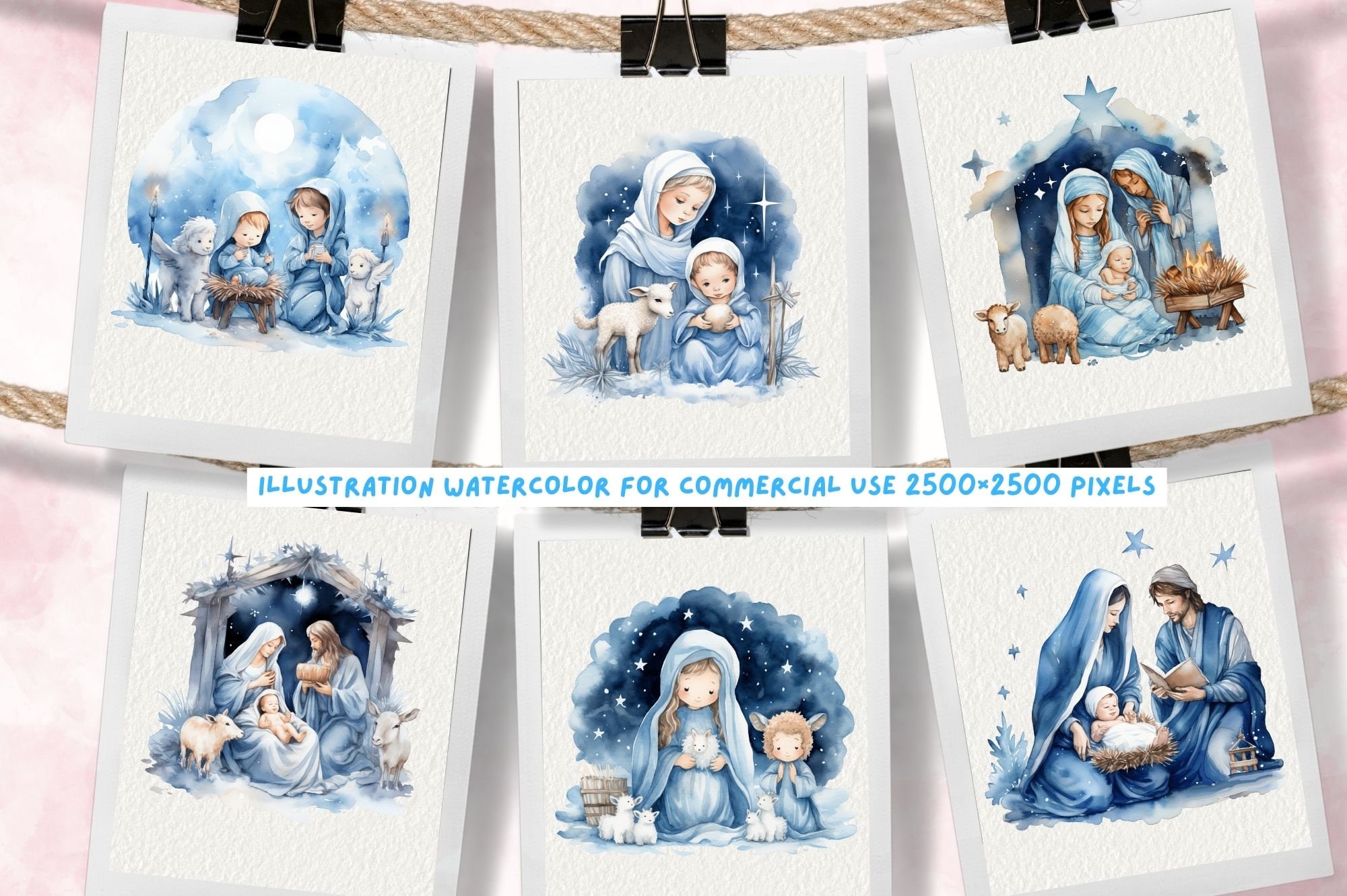 Nativity Scene Blue Clipart , Christmas Nativity Set Clipart, Christmas ...