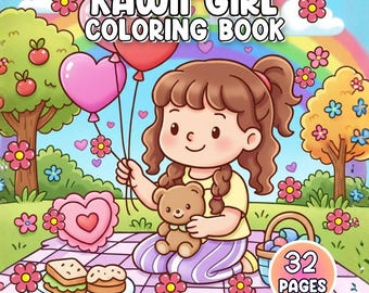 Kawaii Girl Coloring Pages for Kids, Cute Anime Girl Printable Coloring Sheets, Adorable Kawaii Girls Line Art for Fun DIY Activities