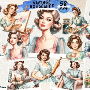 主婦のクリップアート、ヴィンテージ女性、レトロな女性、ヴィンテージ女性 PNG、ミッドセンチュリー女性の画像、女性のファッション、ジャンクジャーナル、スクラップブッキング