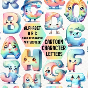 Cartoon Funny Kids alfabet clipart, grappig lettertype PNG, leuke grappige brieven, verjaardag lettertype cartoon grappig lettertype, stickers, sticker junk Journal