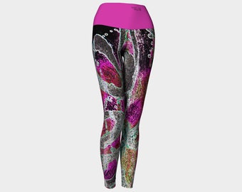 Purple yoga leggings "Leopard glow"