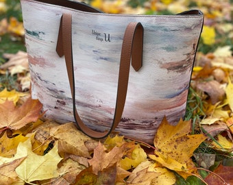 Silver daylight vegan leather Tote Bag