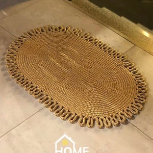 Jute, Straw Color Doormat, Patterned Doormat, Double Sided Doormat, Wicker Colorful Door Mat, Outdoor Mat, Decorative Front Rug