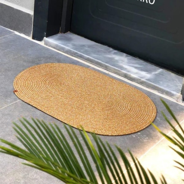 Jute DoorMat, Straw Color Door Mat, Patterned Doormat, Double Sided Door Mat, Rustic Doormat