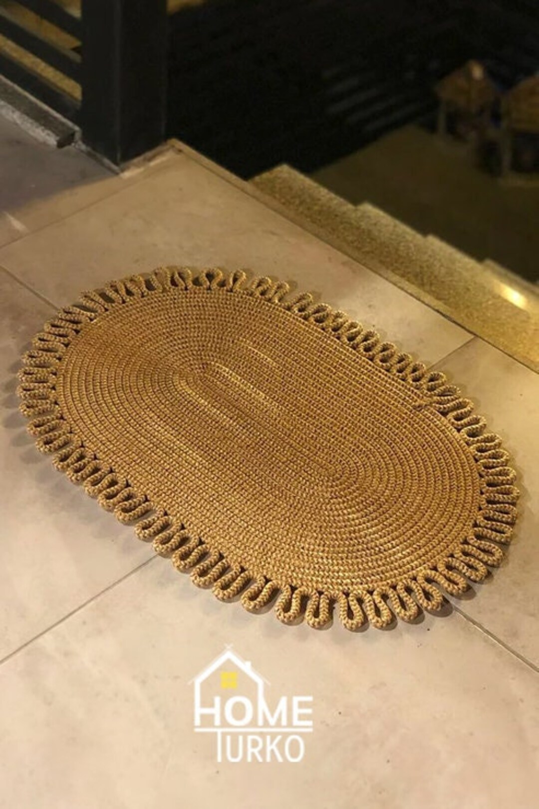 Jute, Straw Color Doormat, Patterned Doormat, Double Sided Doormat