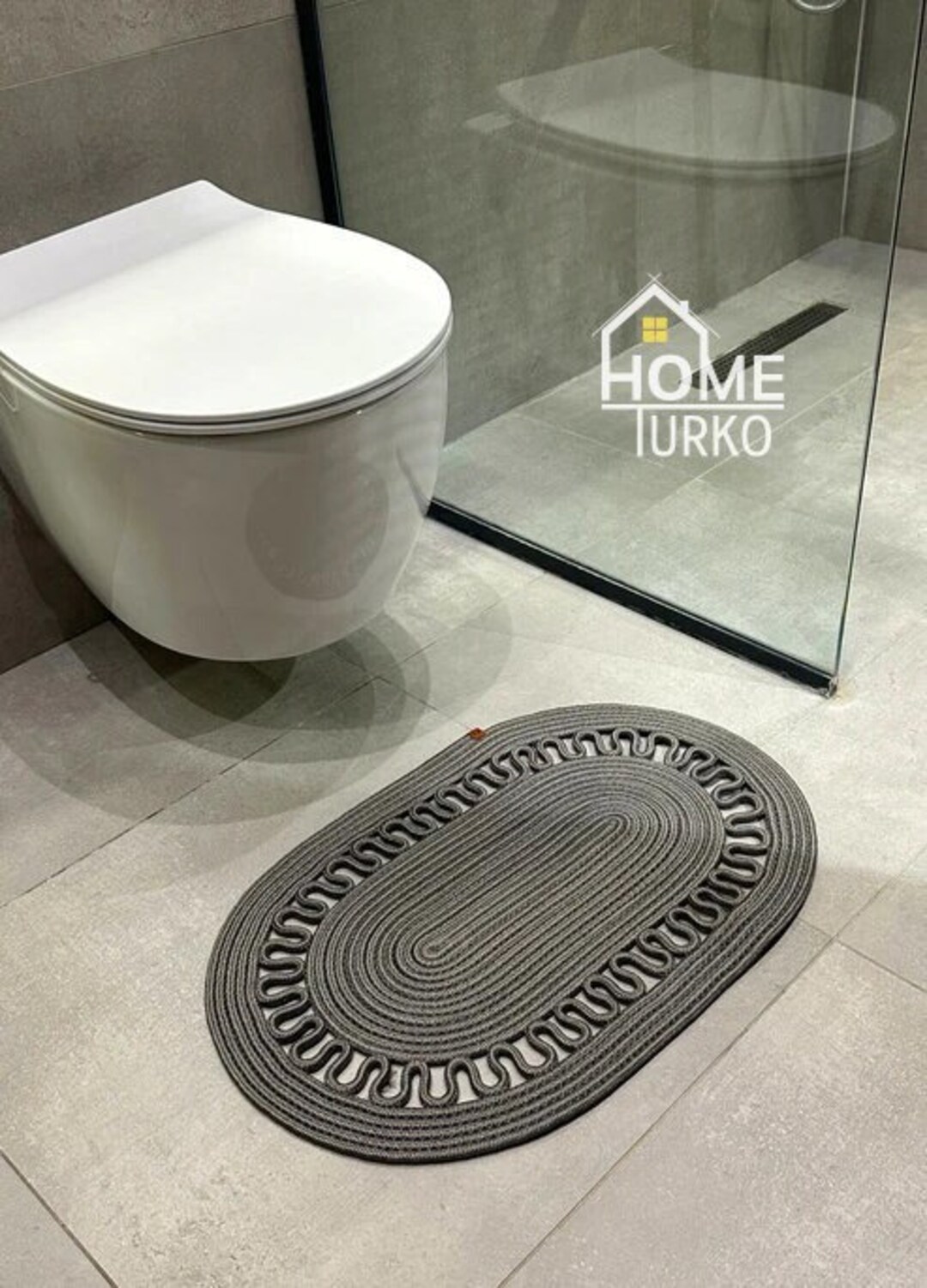 Jute Bathroom and Toilet Patterned Mat Bath Mat Bathroom Etsy