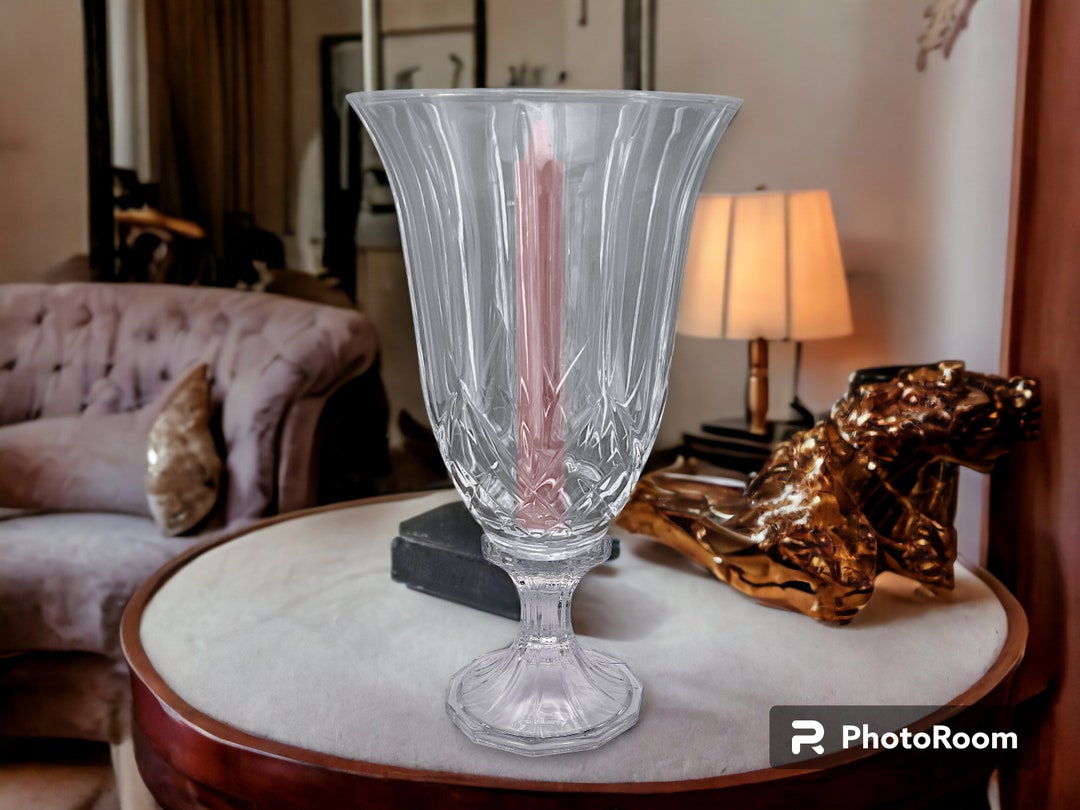 Two Piece 12 Hurricane, Vintage, St. Crystal, Glass Shade