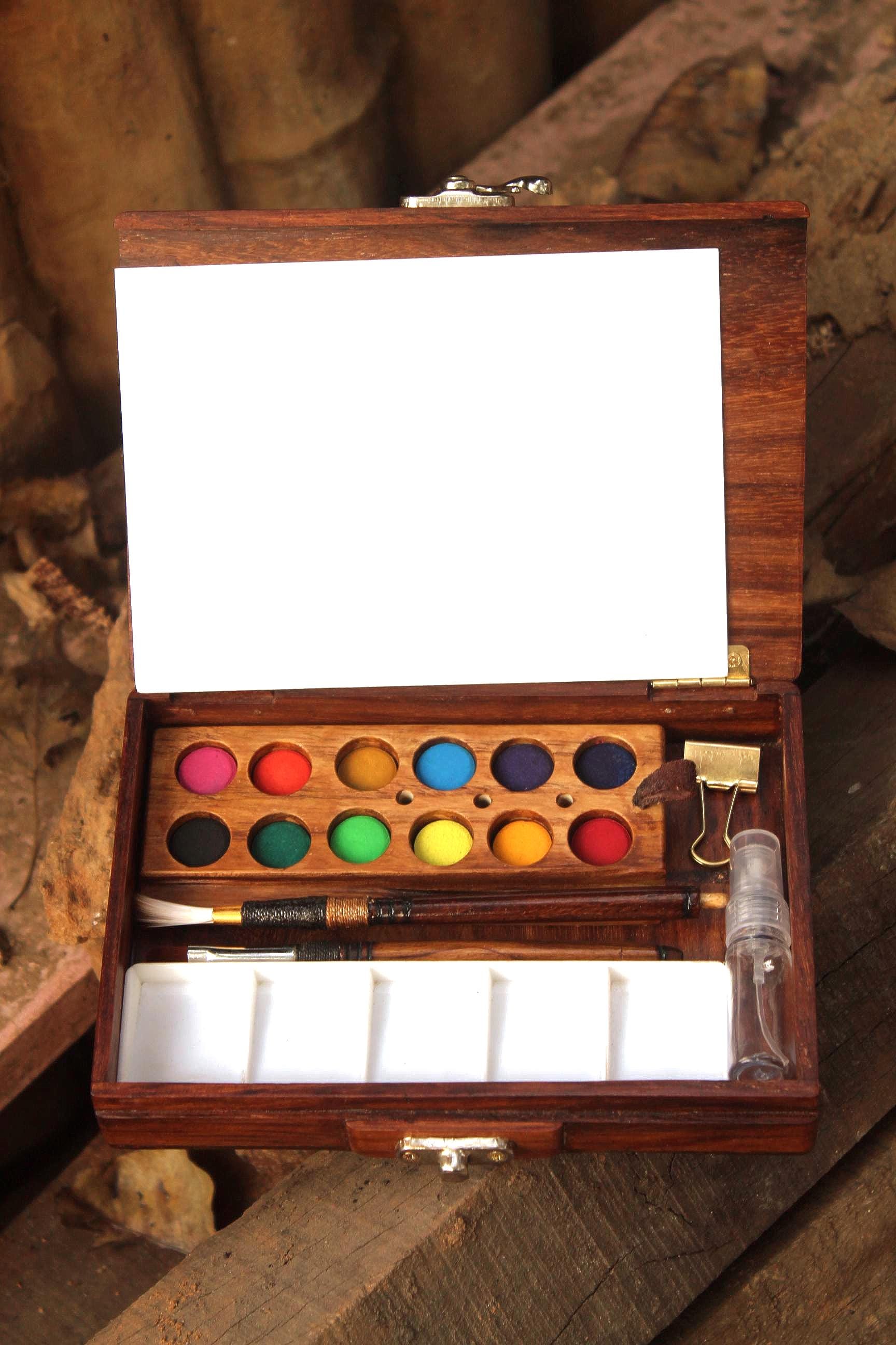Handmade Wooden Watercolour Pocket Paint Box A6 -des2 - Etsy