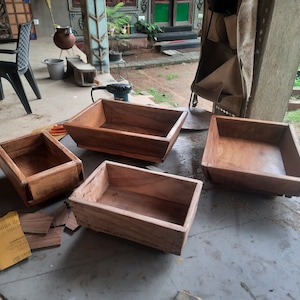 Handgemaakte houten bonsaipot, tuinplanter