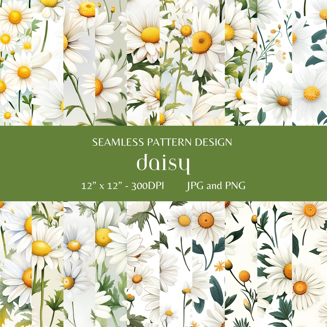 Daisy : 20 Seamless Pattern , Digital Paper, Ai, Valentines - Etsy