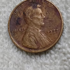 1977 Lincoln Memorial Cent • Sällsynt felaktigt kopparmynt i kanten
