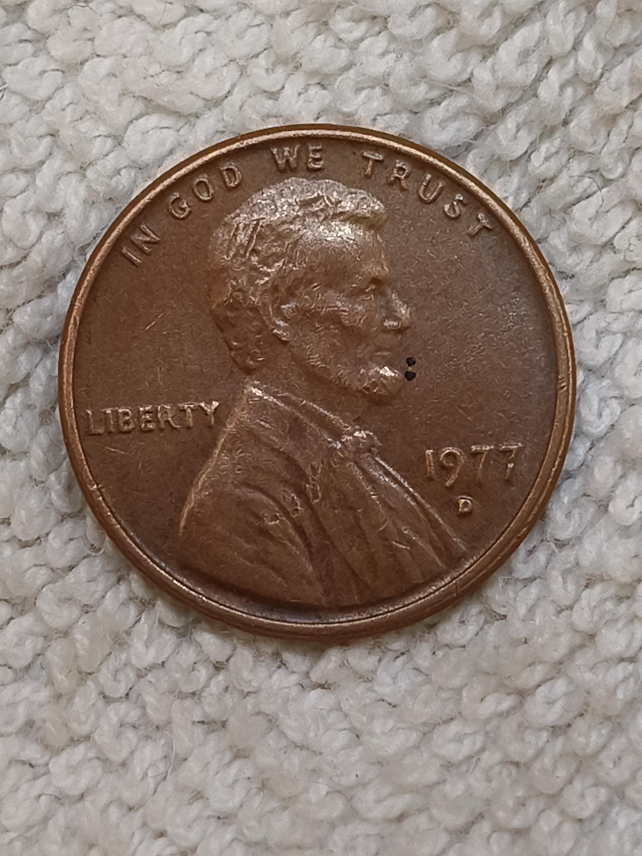 1977 D Lincoln Memorial Penny, Rare Mint Error Coin, Vintage US Copper Cent