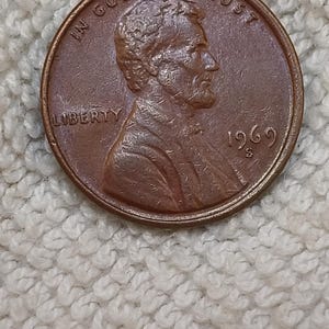1969 S Mint Lincoln Cent Mynt • Sällsynt felpenny i kanten (amerikansk valuta)