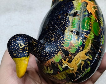 木製のアヒル 隠し箱 ジュエリーボックス トリオ黒漆手描き木製アヒルの小物入れジュエリーボックスタイ - Etsy 日本