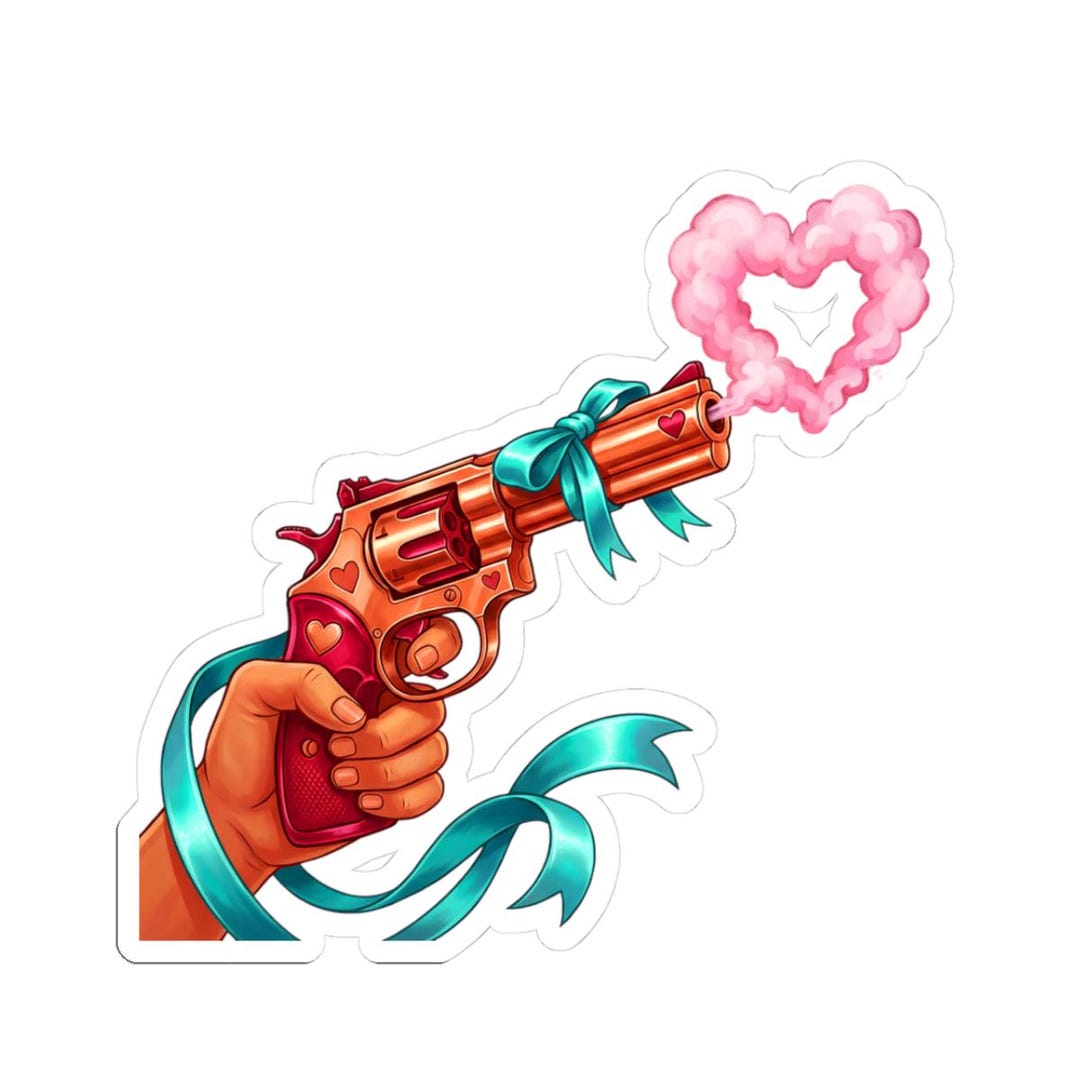 Heart Smoke Revolver Sticker | Kiss-cut Sticker - Etsy