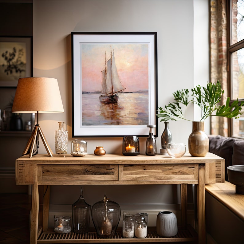 Zonsondergang zeilboot kunst Digitale kunstprint Keuken wanddecoratie Downloadbaar AFDRUKBAAR afbeelding 5