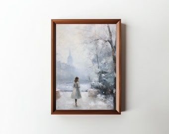 Winter Woman Oil Painting || DIGITAL Wall Art || Printable Wall Decor || Kitchen Art || PRINTABLE