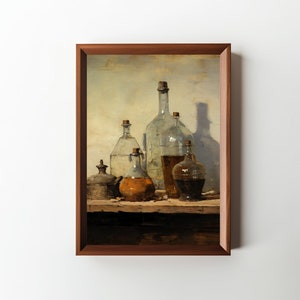 Still Life Bottle Art Kitchen Wall Art Home Decor Oil Painting Download Digital Art PRINTABLE image 1