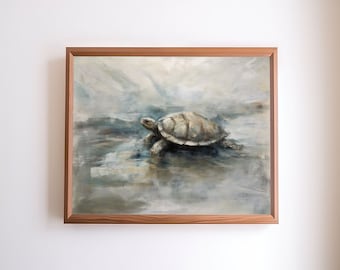 Marine Mystery: Turtle's Tranquil Realm || Turtle Wall Art || Living Room Decor || Digital Art Prints || Instant Download || PRINTABLE