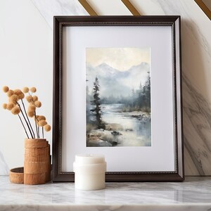 Winter River Landscape Digital Oil Painting Downloadable Wall Art Living Room Decor PRINTABLE image 2