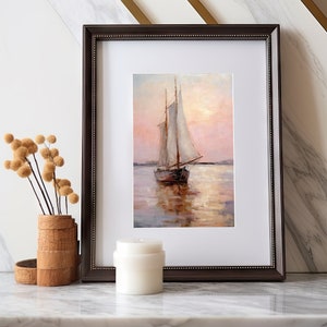 Zonsondergang zeilboot kunst Digitale kunstprint Keuken wanddecoratie Downloadbaar AFDRUKBAAR afbeelding 3