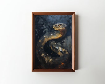 Snake Wall Art || Digital Wall Prints || Kitchen Decor || Reptile Oil Painting || Dark Academia || Cottagecore Art || Download || PRINTABLE