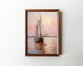 Sunset Sail Boat Art || Digital Art Print || Kitchen Wall Decor || Downloadable || PRINTABLE