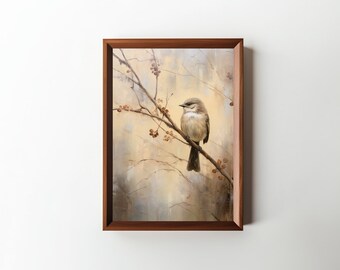 Little Bird Painting || Living Room Wall Decor || Cottagecore Art || Calm Art || Fall Wall Painting || Digital Oil Painting || PRINTABLE