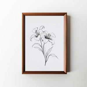 Pencil Floral Art || Digital Wall Decor || Downloadable Home Art || PRINTABLE
