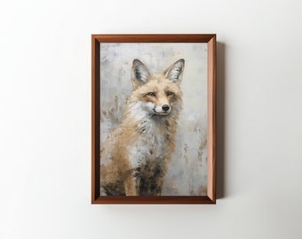 Fox Painting Portrait || Digital Wall Art || Vintage Home Decor || Oil Painting || PRINTABLE