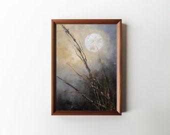 Wheat Moonlight Art || Downloadable Prints || Cottagecore || Farmhouse Art || Nature Painting || LivingRoom Wall Decor || PRINTABLE