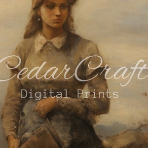 Vintage Woman School Art Downloadable Art Print Digital Print Living Room Decor PRINTABLE image 3