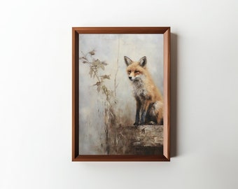 Moody Fox Art Print || Digital Wall Art || Vintage Art || Downloadable Wall Decor || PRINTABLE