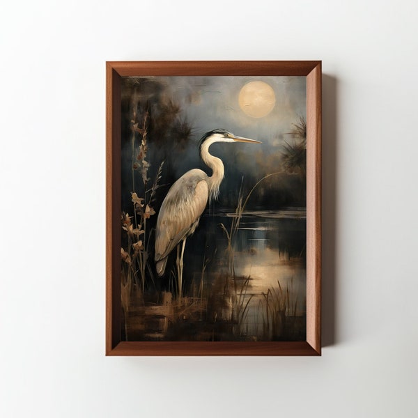 Moody Bird Oil Painting || Digital Wall Art || Cottagecore Art || Farmhouse Wall Art || Antique Decor || Living Room Art Print || PRINTABLE