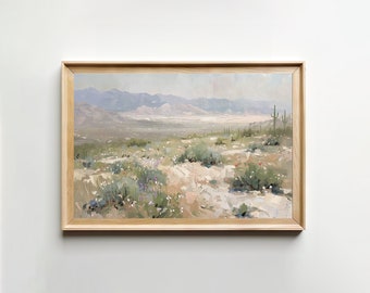 Pintura al óleo del paisaje del desierto // Impresión digital // Arte de pared vintage // Decoración de la pared del campo // Pintura de la naturaleza // Decoración de la sala de estar // IMPRIMIBLE