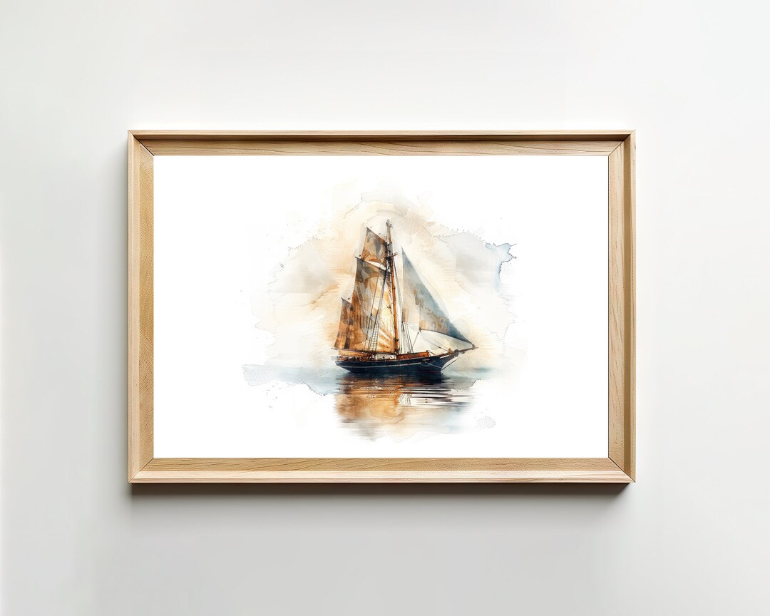 Sailboat Watercolor Art || Digital Wall Art Print || Digital Prints ...