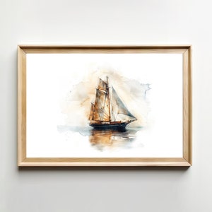 Sailboat WaterColor Art || Digital Wall Art Print || Digital Prints || Kitchen Wall Decor || Seascape Painting || Coastal Art || PRINTABLE