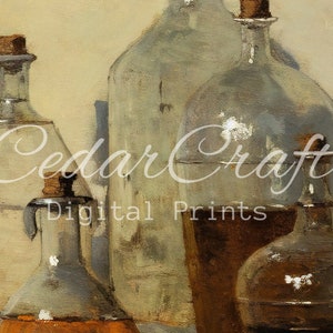 Still Life Bottle Art Kitchen Wall Art Home Decor Oil Painting Download Digital Art PRINTABLE image 3