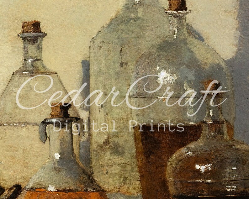 Still Life Bottle Art Kitchen Wall Art Home Decor Oil Painting Download Digital Art PRINTABLE image 3