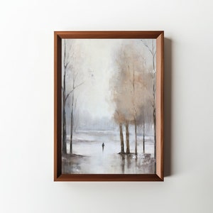 Lone Winter Landscape Painting Vintage Oil Painting Digital Wall Art Downloadable Art PRINTABLE image 1