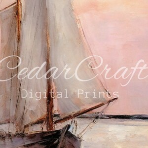 Sunset Sail Boat Art Digital Art Print Kitchen Wall Decor Downloadable PRINTABLE image 4