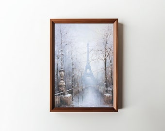 Eiffel Tower Winter Oil Painting || DIGITAL Art Print || Downloadable Wall Art || Kitchen Decor || PRINTABLE