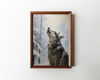 Wolf Oil Painting || Digital Wall Art || Kitchen Decor || Downloadable Wall Art || PRINTABLE